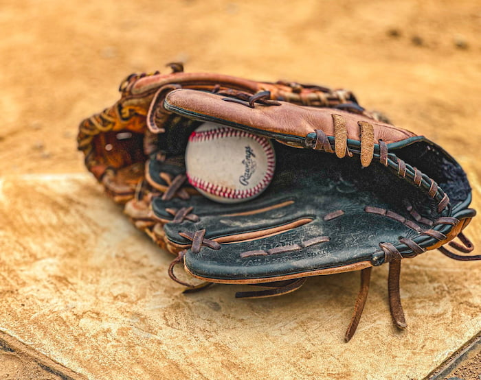 Baseball glove with a baseball inside